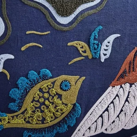 West Elm pillow cover chicken/fish pattern size 20" x 20" . NWT. - Picture 2 of 3